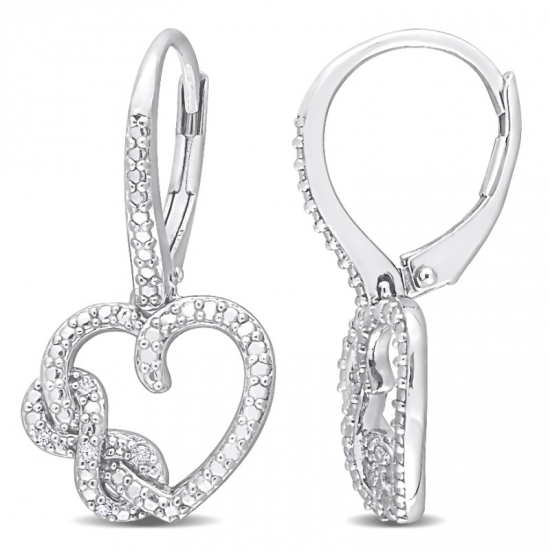 Diamond Accent Infinity Heart Earrings in Sterling